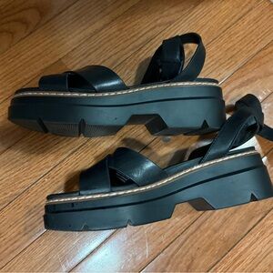 Naturalizer Black Platform Shoes with Criss-Cross Straps